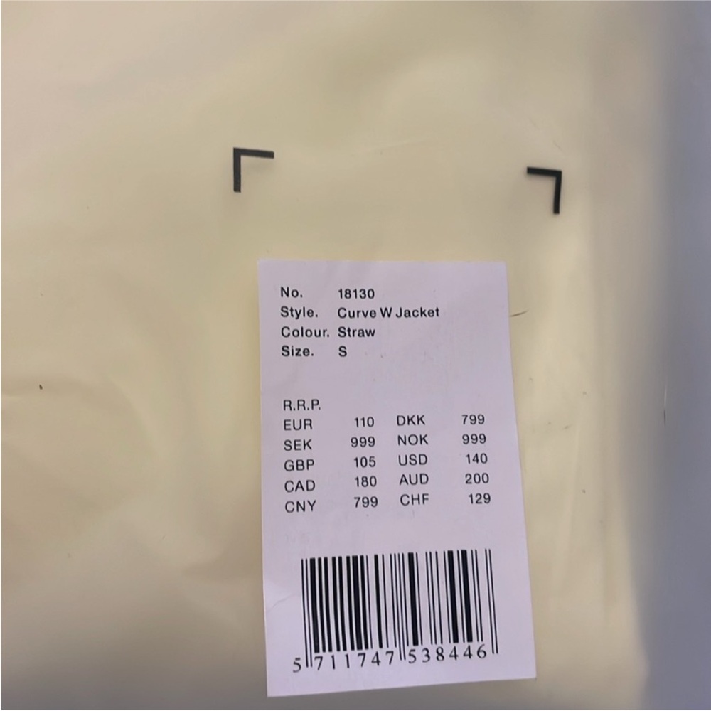 NWT RAINS Curve Women’s Jacket in the color Straw $140. - Picture 6 of 7